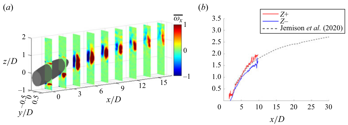Streamwise vorticity and vortex trajectory measurements